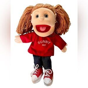 Vintage Sunny Girl Doll Red Plush Full Body Hand Puppet - Kids Toy